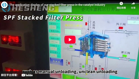 The application display of our stacked filter press in the catalyst industry